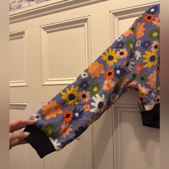 Celia B Terry cloth floral pullover- XS - Picture 3 of 5